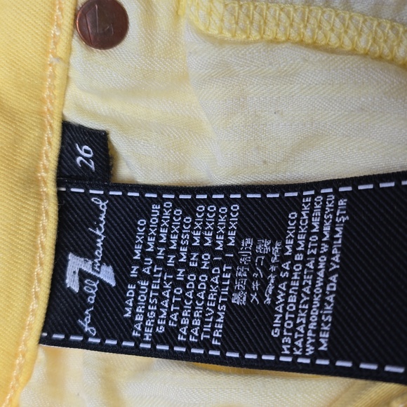 7 For All Mankind "High Waist Ankle Skinny" Jeans Vivid Yellow Women's Size 26 - Picture 7 of 13
